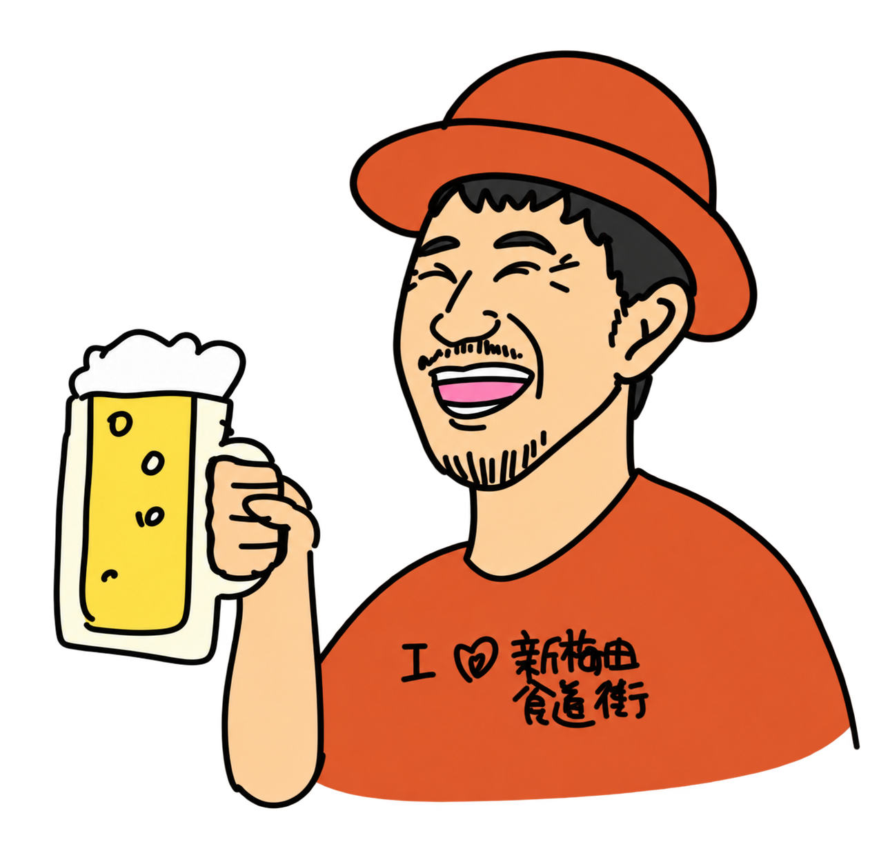 ビールで乾杯する新梅田食道街の案内人